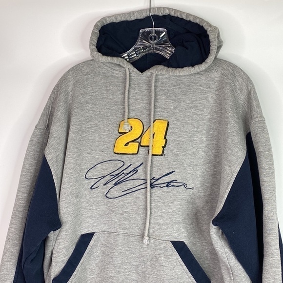 Vintage Chase Authentics NASCAR Jeff Gordon Grey Hooded Sweatshirt Large - Picture 2 of 10